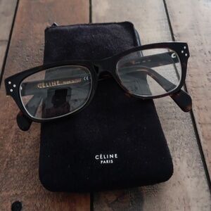 Celine Black Tortoiseshell Rectangular Glasses